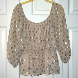 Francesca’s metallic polka dot top